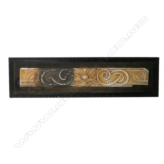 An early 20thC Māori relief moulded 'carved' plaster lintel,